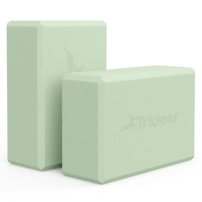 Trideer Yoga Blocks 2 Pack, Soft Non-Slip Foam Blocks with Beveled Edges for Alignment and Stretching in Yoga, Pilates, and Dance - Supportive, Lightweight, Odor Resistant, Latex-Free