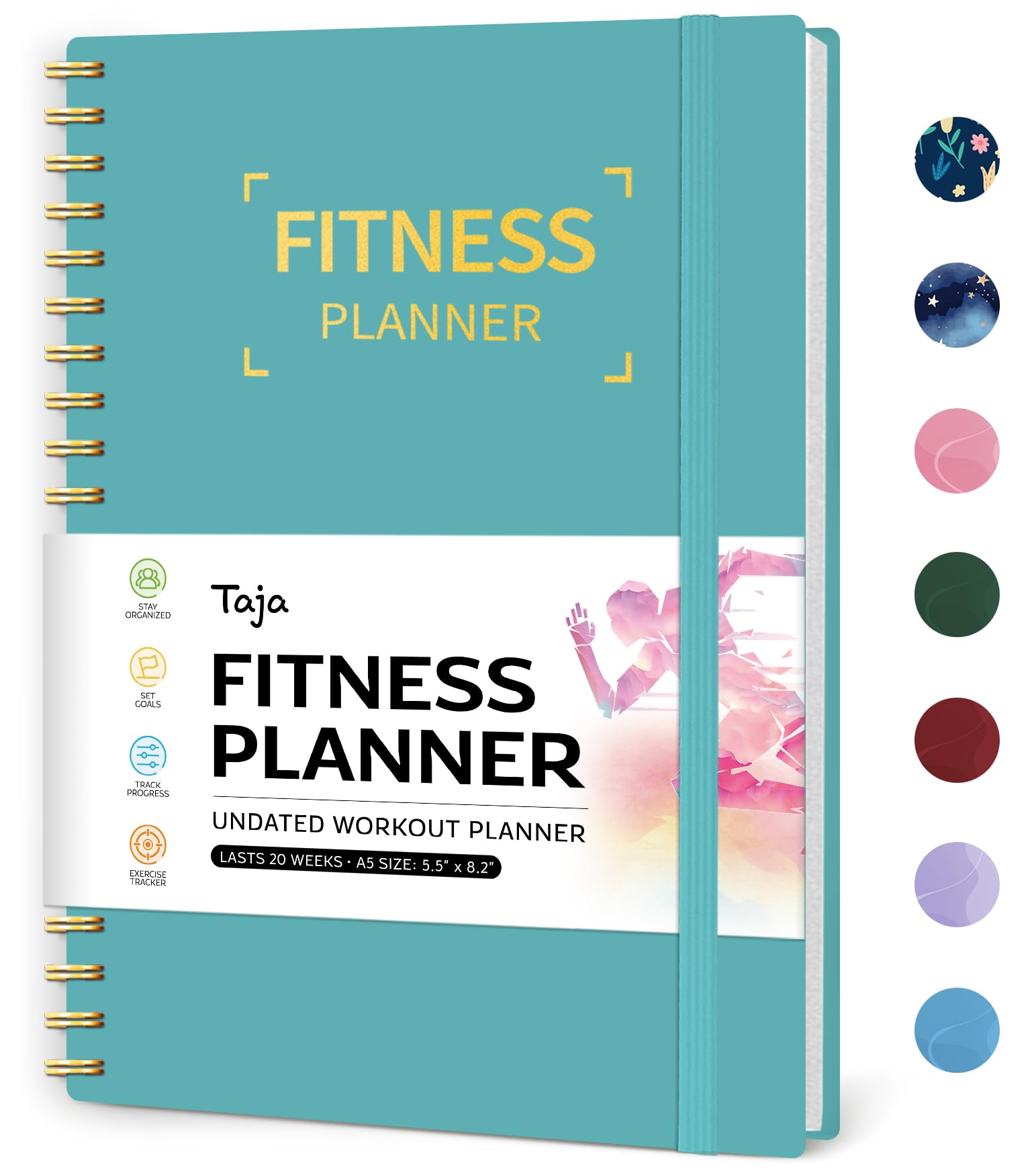 Fitness Workout Journal for Women & Men, A5(5.5" x 8.2") Workout Log Book Planner for Tracking, Progress, and Achieving Your Wellness Goals - Green - My Store