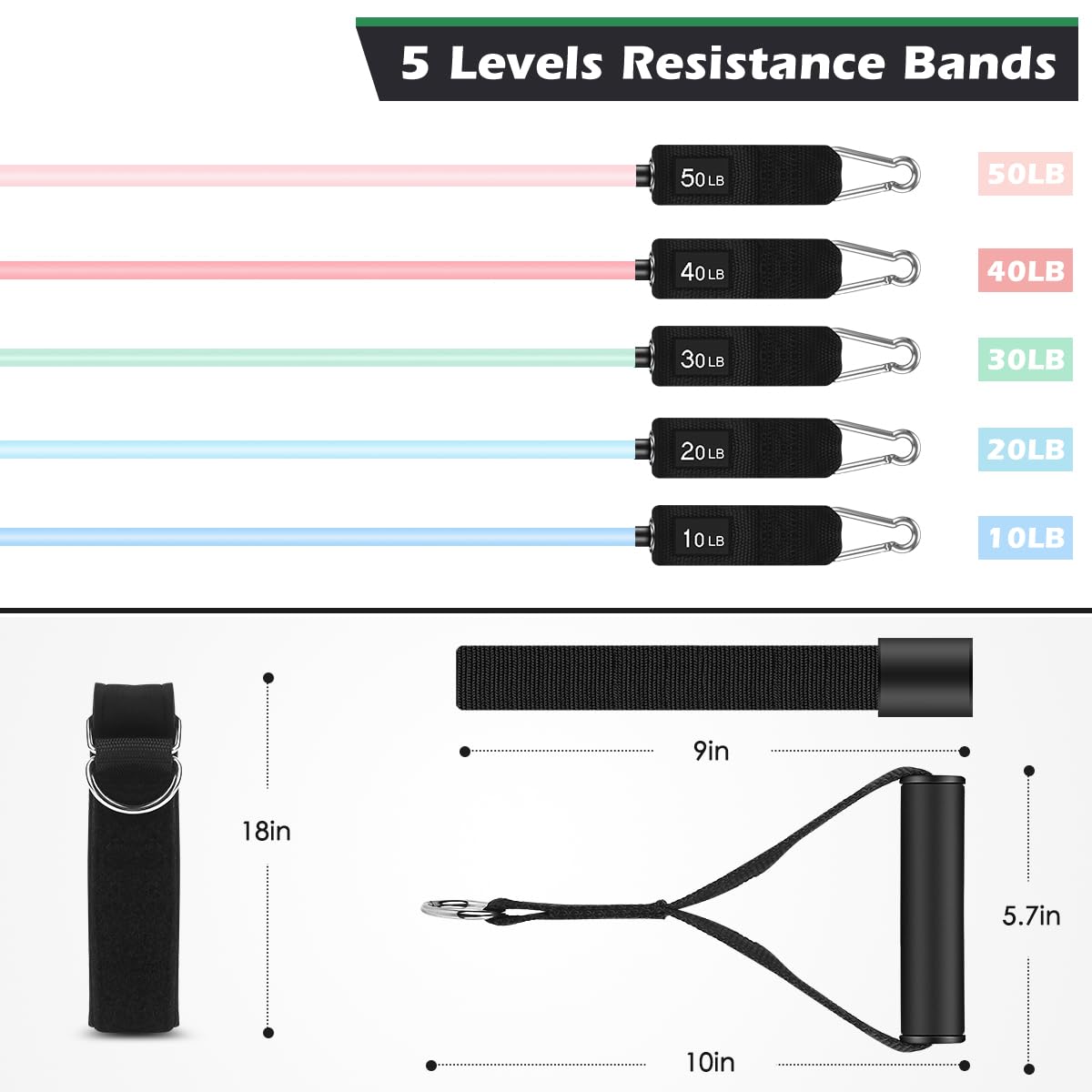 WHATAFIT Resistance Bands, Exercise Bands，Resistance Bands for Working Out, Work Out Bands with Handles for Men and Women Fitness, Strength Training Home Gym Equipment - My Store