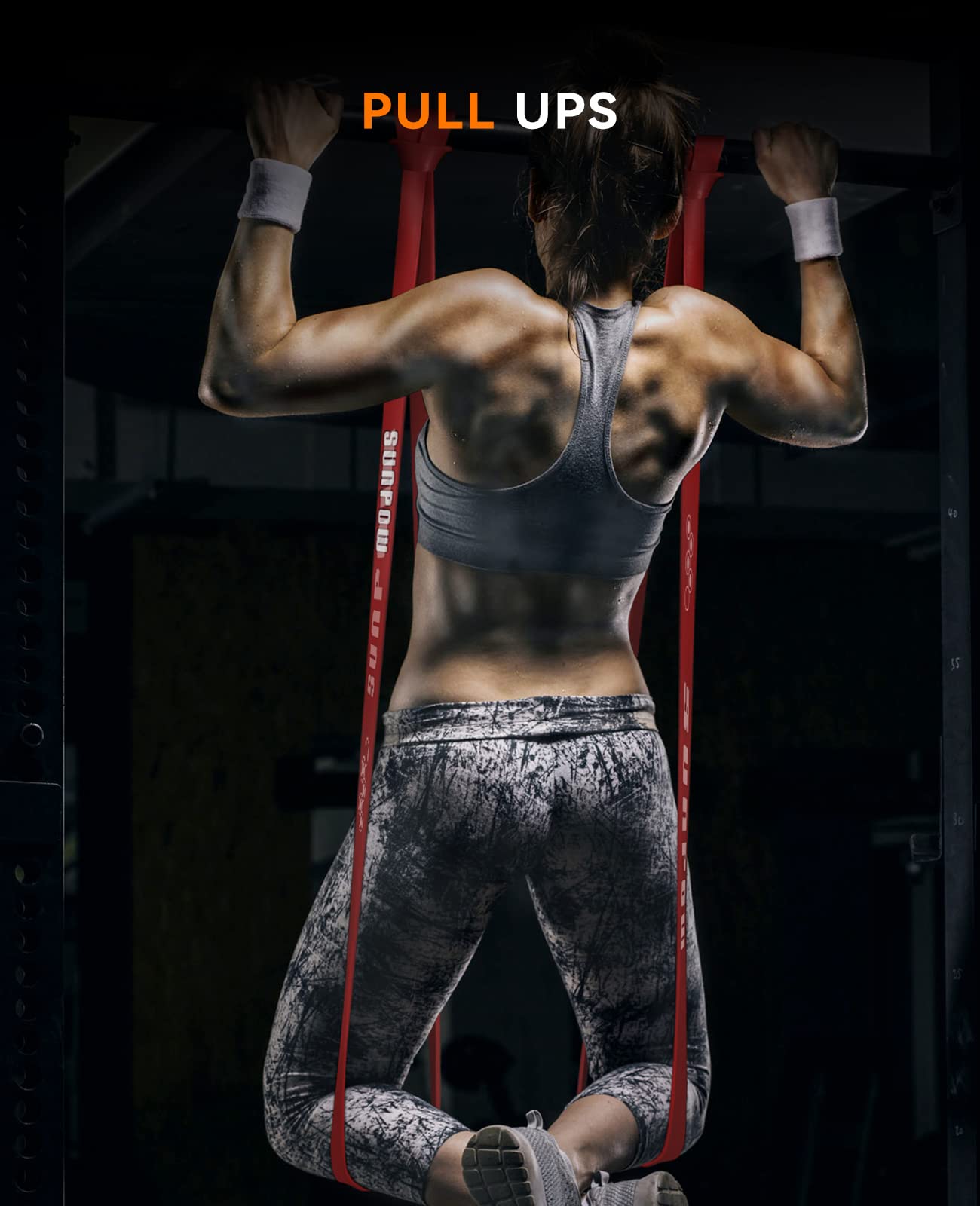 SUNPOW Pull Up Assistance Bands - Set of 5 Resistance Heavy Duty Workout Exercise Stretch Fitness Bands Assist Set for Body, Instruction Guide and Carry Bag Included - My Store