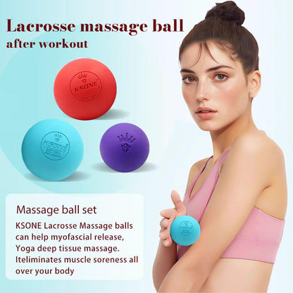 KSONE Massage Lacrosse Balls -Massage Balls for Myofacial Release&Trigger Point Therapy-Set of 2-Hard Lacrosse Massage Ball &Soft Massage Ball with one mini Ball - My Store