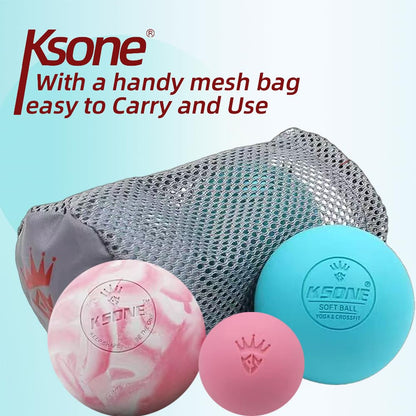 KSONE Massage Lacrosse Balls -Massage Balls for Myofacial Release&Trigger Point Therapy-Set of 2-Hard Lacrosse Massage Ball &Soft Massage Ball with one mini Ball - My Store