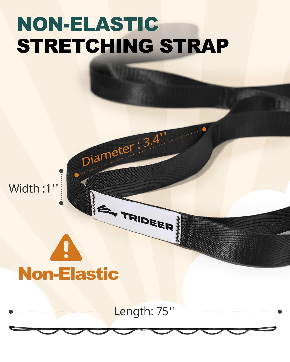 Trideer Stretching Strap Yoga Strap Physical Therapy for Home Workout, Exercise, Pilates and Gymnastics, 10 Loops Non-Elastic Stretch Bands with Aesthetic Packaging for Women & Men - My Store