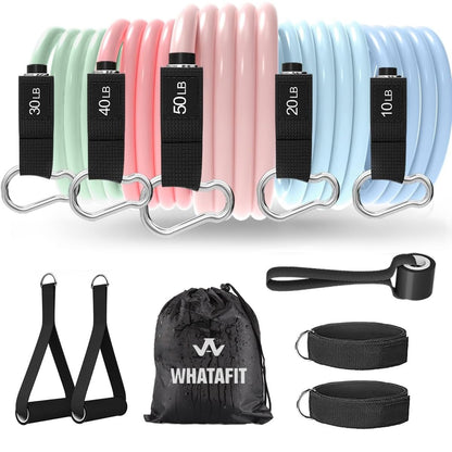 WHATAFIT Resistance Bands, Exercise Bands，Resistance Bands for Working Out, Work Out Bands with Handles for Men and Women Fitness, Strength Training Home Gym Equipment - My Store