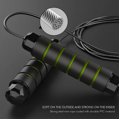 Jump Rope, Tangle-Free Rapid Speed Jumping Rope Cable with Ball Bearings for Women, Men, and Kids, Adjustable Steel Jump Rope with Foam Handles for Home Gym Exercise Fitness Workout Equipment & Slim Body - My Store