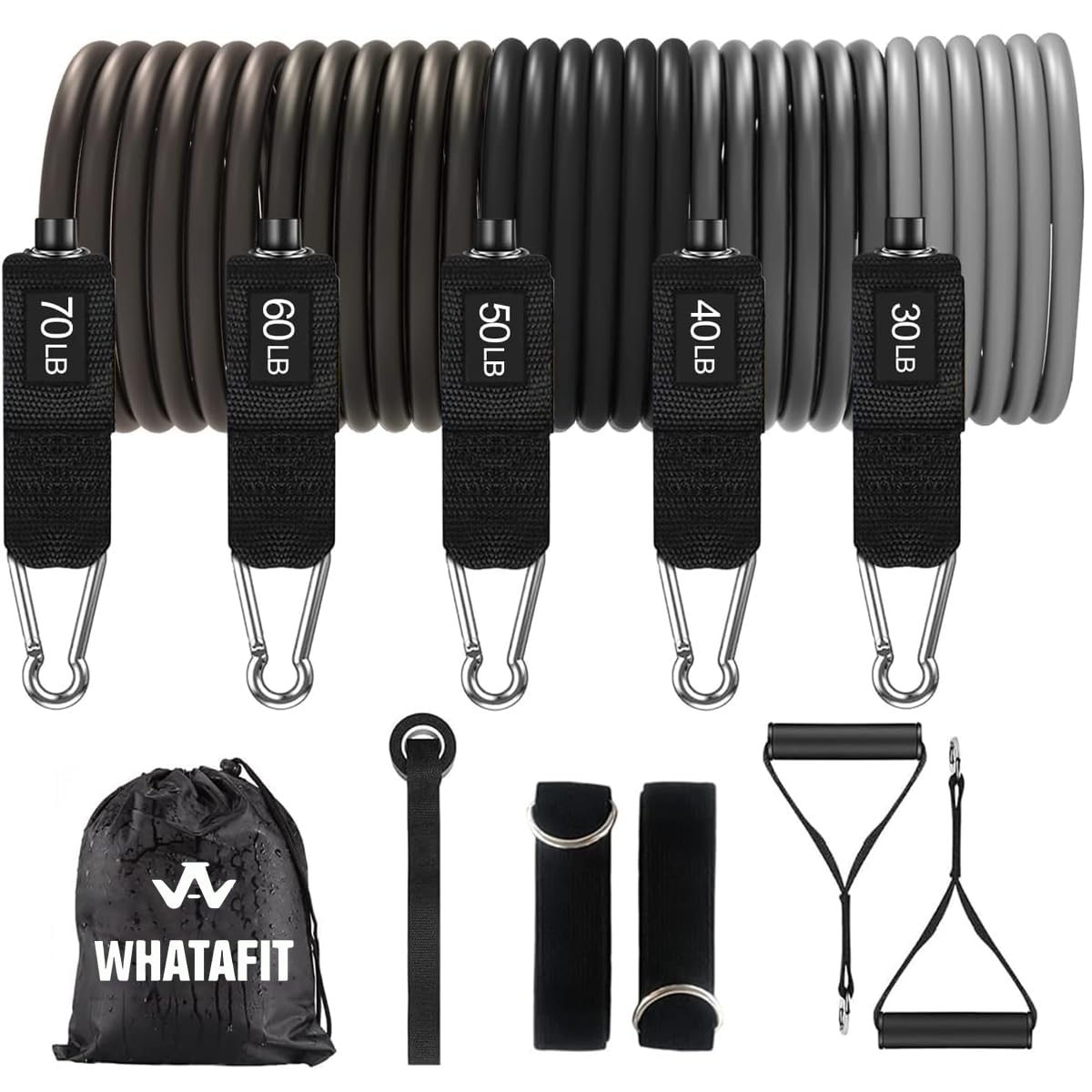 WHATAFIT Resistance Bands, Exercise Bands，Resistance Bands for Working Out, Work Out Bands with Handles for Men and Women Fitness, Strength Training Home Gym Equipment - My Store