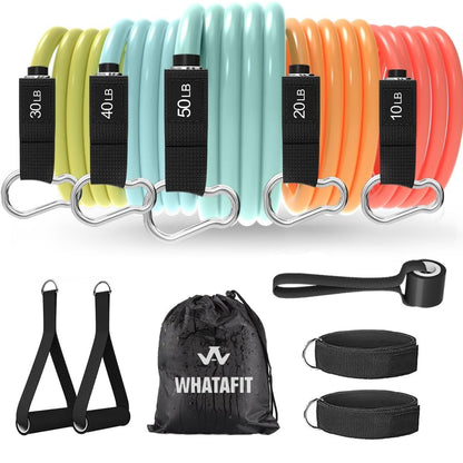 WHATAFIT Resistance Bands, Exercise Bands，Resistance Bands for Working Out, Work Out Bands with Handles for Men and Women Fitness, Strength Training Home Gym Equipment - My Store