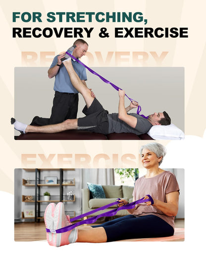 Trideer Stretching Strap Yoga Strap Physical Therapy for Home Workout, Exercise, Pilates and Gymnastics, 10 Loops Non-Elastic Stretch Bands with Aesthetic Packaging for Women & Men - My Store