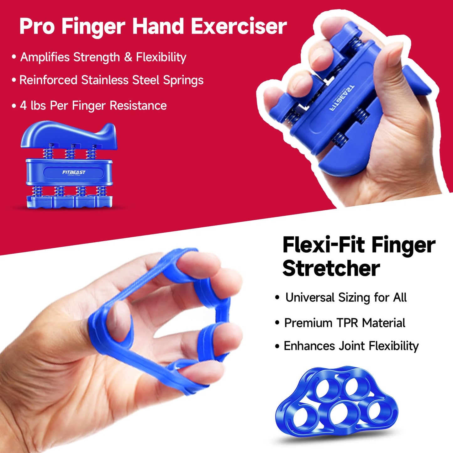 FitBeast Grip Strengthener Forearm Strengthener Hand Grips Strengthener Kit - 5 Pack Adjustable Resistance - My Store