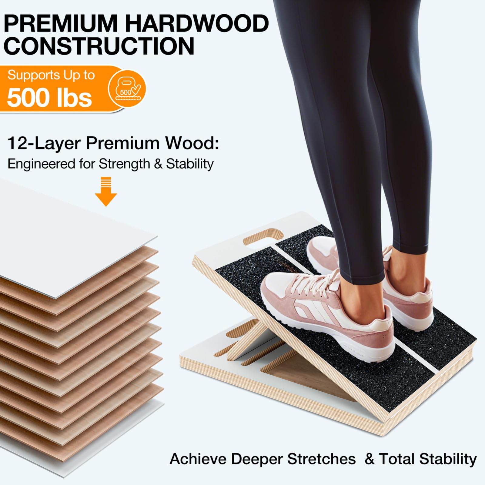 TEMI Slant Board for Calf-Stretching - Wooden Incline Wedge Stretcher for Squats, Foot & Ankle Mobility, Portable Fitness Equipment, Balance Block for Heel Stretch - My Store