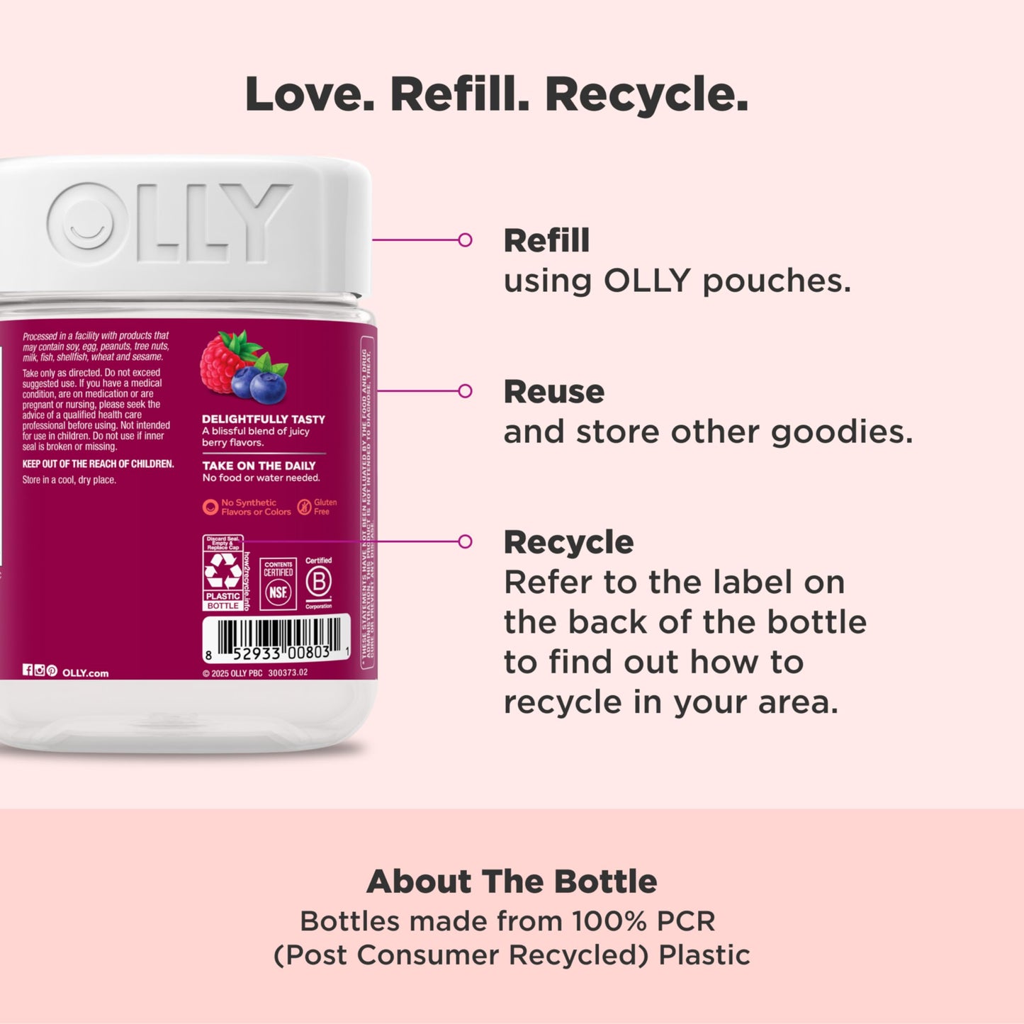 OLLY Women's Multivitamin Gummy, Vitamins A, D, C, E, Biotin, Folic Acid, Adult Chewable Vitamin, Berry Flavor, 45 Day Supply - 90 Count - My Store