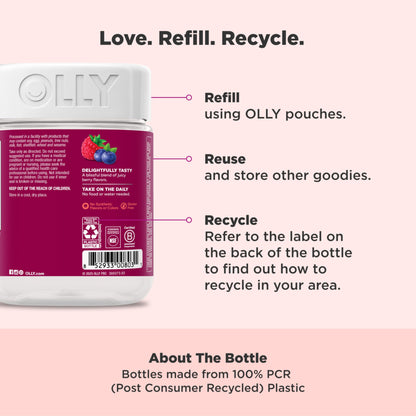 OLLY Women's Multivitamin Gummy, Vitamins A, D, C, E, Biotin, Folic Acid, Adult Chewable Vitamin, Berry Flavor, 45 Day Supply - 90 Count - My Store