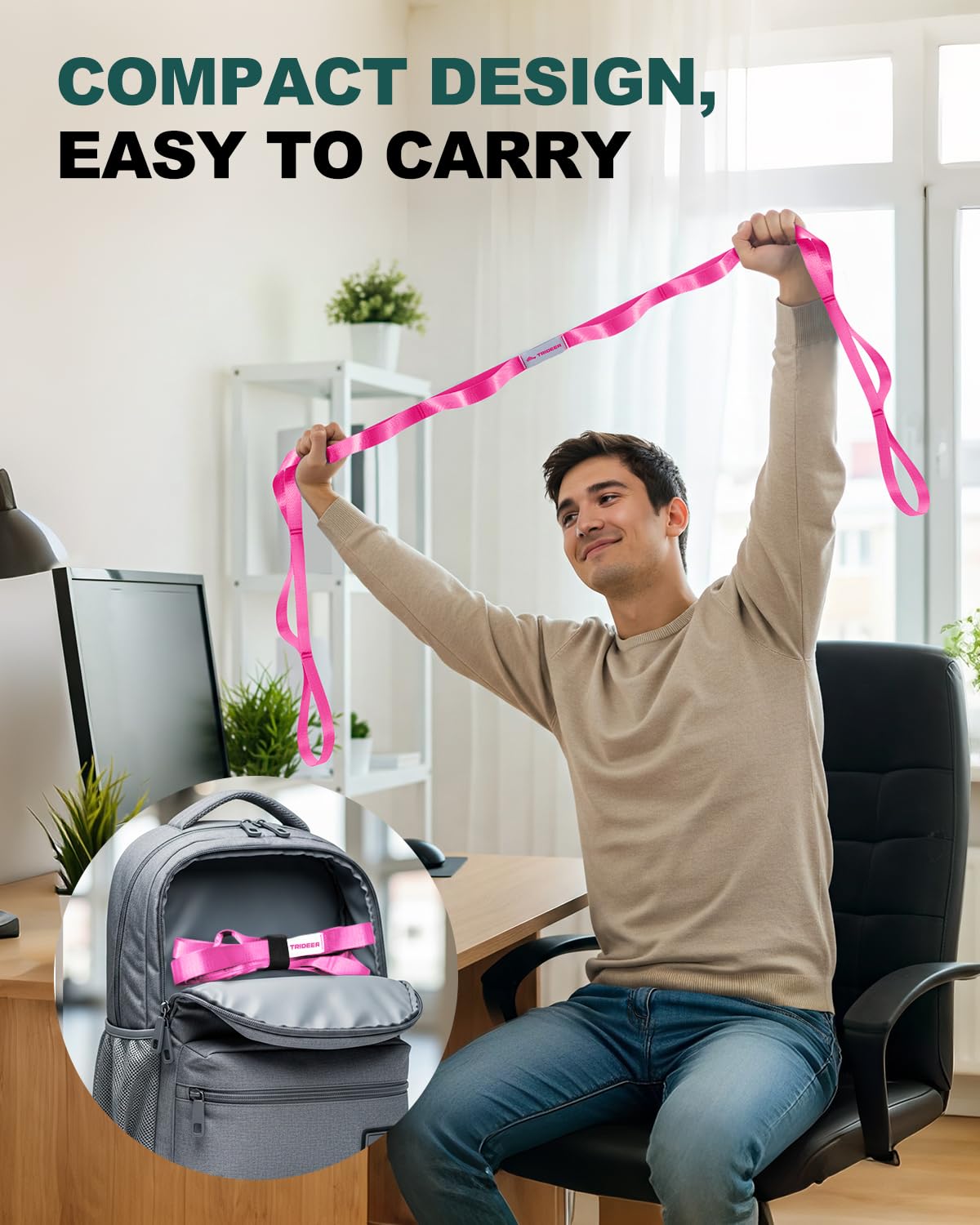 Trideer Stretching Strap Yoga Strap Physical Therapy for Home Workout, Exercise, Pilates and Gymnastics, 10 Loops Non-Elastic Stretch Bands with Aesthetic Packaging for Women & Men - My Store