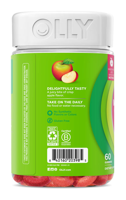 OLLY Metabolism Gummy Rings, Apple Cider Vinegar, Vitamin B12, Chromium, Energy and Digestive Health, Chewable Supplement, Apple Flavor - 30 Count
