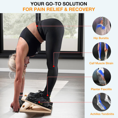TEMI Slant Board for Calf-Stretching - Wooden Incline Wedge Stretcher for Squats, Foot & Ankle Mobility, Portable Fitness Equipment, Balance Block for Heel Stretch - My Store