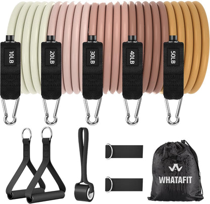 WHATAFIT Resistance Bands, Exercise Bands，Resistance Bands for Working Out, Work Out Bands with Handles for Men and Women Fitness, Strength Training Home Gym Equipment - My Store