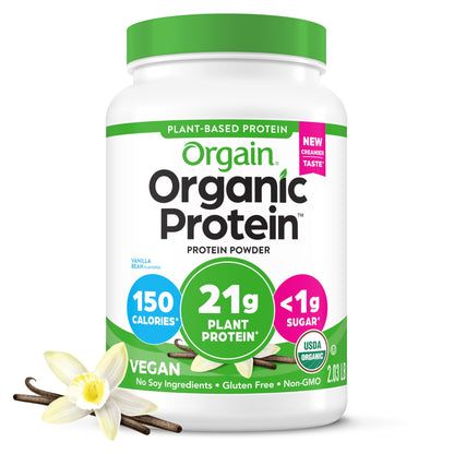 Orgain Organic Vegan Protein Powder, Vanilla Bean - 21g Plant Protein, 4g Prebiotic Fiber, No Lactose Ingredients, No Added Sugar, Non-GMO, For Shakes & Smoothies, 2.03 lb (Packaging May Vary) - My Store