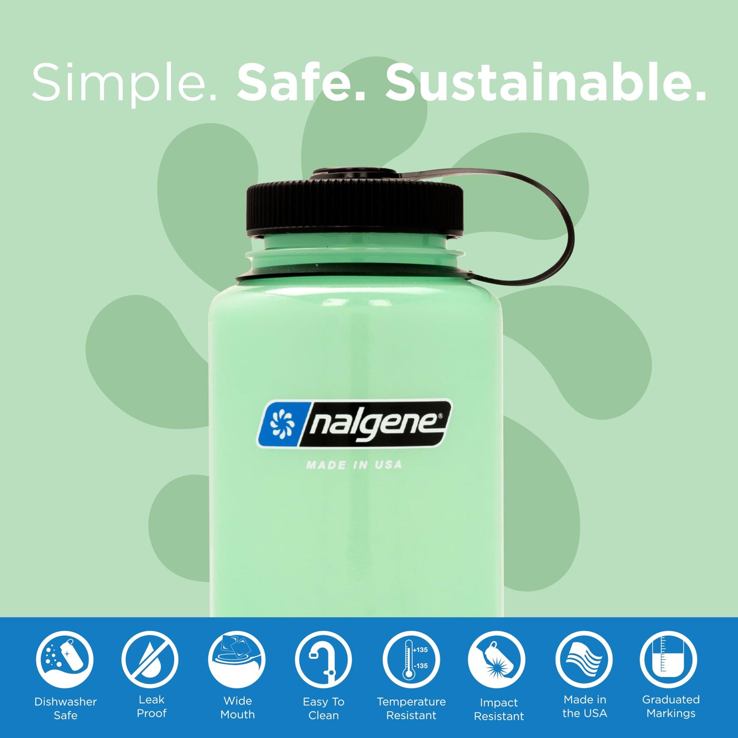 Nalgene Sustain Tritan BPA-Free Water Bottle Made with Material Derived From 50% Plastic Waste (using ISCC certified mass balance), 32 OZ, Wide Mouth - My Store