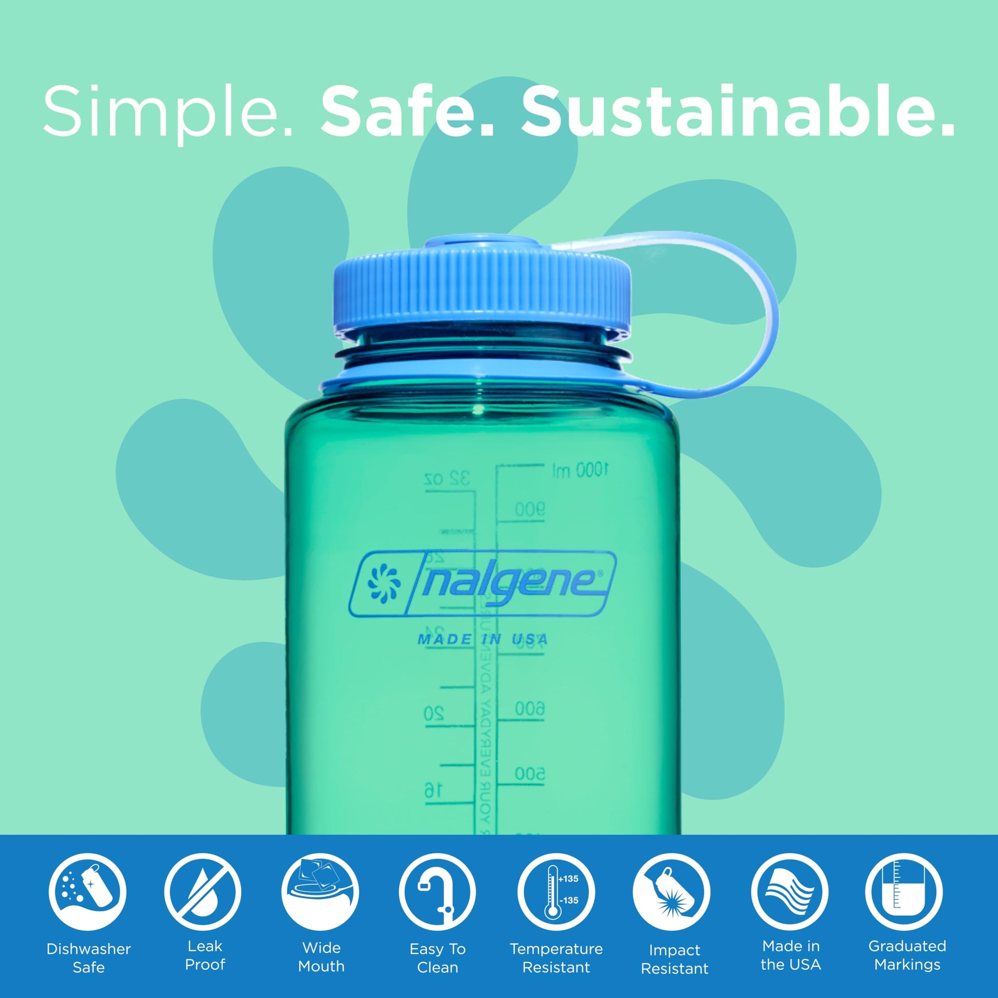 Nalgene Sustain Tritan BPA-Free Water Bottle Made with Material Derived From 50% Plastic Waste (using ISCC certified mass balance), 32 OZ, Wide Mouth - My Store