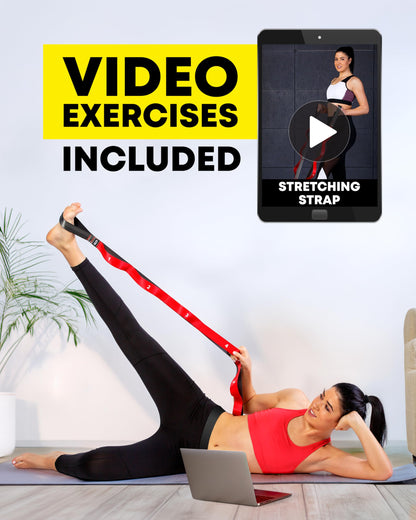 Stretching Strap with Loops - Non Elastic Stretch Band for Physical Therapy, Yoga Strap for Stretching Equipment, Stretch Bands for Exercise and Flexibility - Fascia, Hamstring & Leg Stretcher Belt - My Store