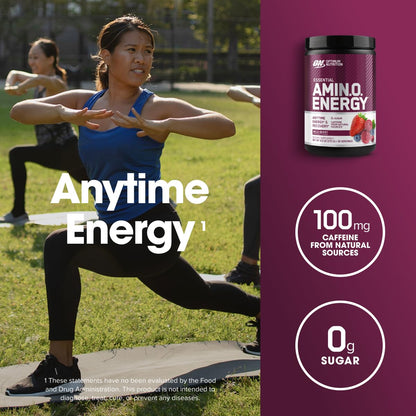 Optimum Nutrition Amino Energy - Pre Workout with Green Tea, BCAA, Amino Acids, Keto Friendly, Green Coffee Extract, Energy Powder - Concord Grape, 65 Servings (Packaging May Vary)