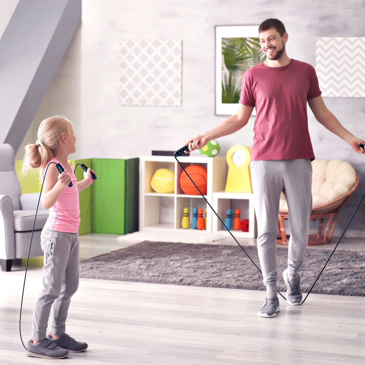 Jump Rope, Tangle-Free Rapid Speed Jumping Rope Cable with Ball Bearings for Women, Men, and Kids, Adjustable Steel Jump Rope with Foam Handles for Home Gym Exercise Fitness Workout Equipment & Slim Body - My Store