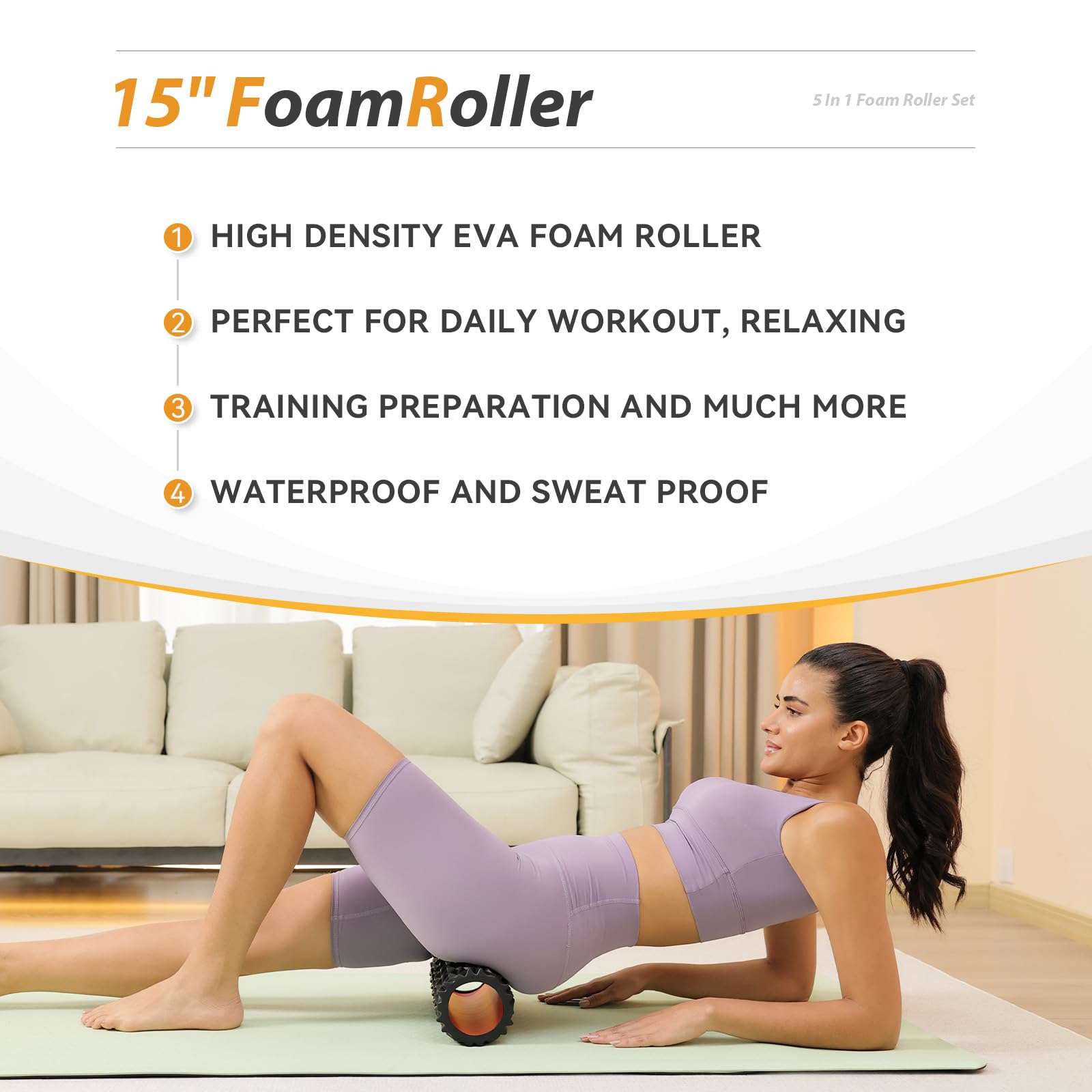 5 in1 Foam Roller Set, Trigger Point Foam Roller, Massage Roller Stick, Massage Ball, Resistance Band for Deep Muscle Massage Pilates Yoga,Fitness Exercise for Whole Body (Black-Red) - My Store