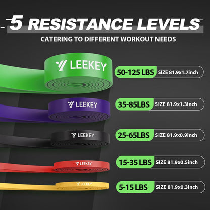 LEEKEY Resistance Bands Set for Pull-Up Assistance & Full-Body Training, Multi-Level Exercise Bands with Bag for Home Workouts, Physical Therapy, Strength Training (Men/Women) - My Store