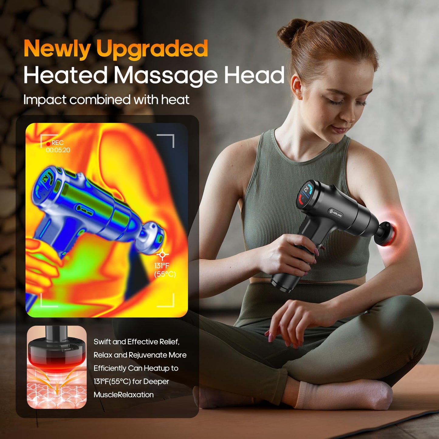 AERLANG Massage Gun with Heat Deep Tissue Back Massager Neck Massager for Pain Relief,Muscle Percussion Massage Gun, Birthday Gifts for Men Women Dad him Handheld Message Gun with 7Heads&Silent - My Store