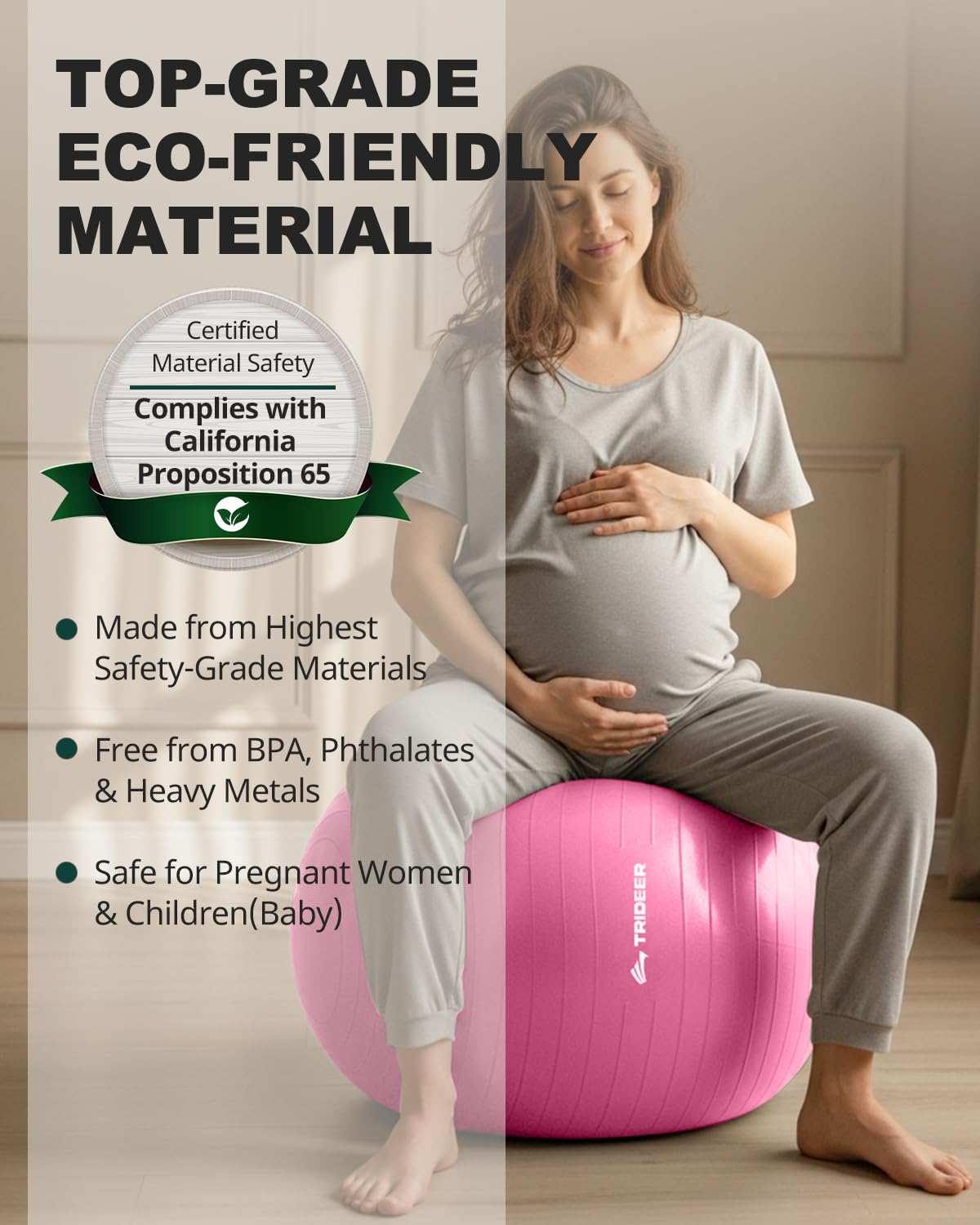 Trideer Extra Thick Yoga Ball Exercise Ball, 5 Sizes Gym Ball, Heavy Duty Ball Chair for Balance, Stability, Pregnancy, Quick Pump Included - My Store