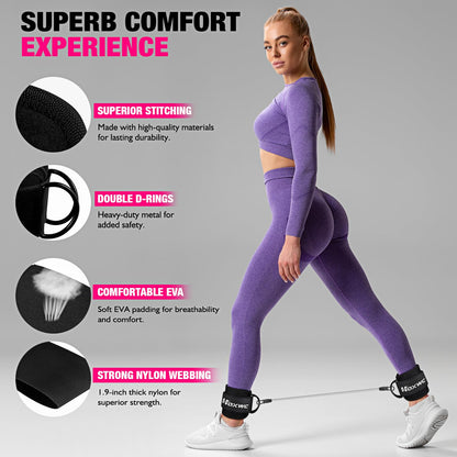 Ankle Resistance Bands with Cuffs, Ankle Bands for Working Out, Ankle Resistance Band for Leg, Booty Workout Equipment for Kickbacks Hip Fitness Training, Exercise Bands for Butt Lift Women - My Store