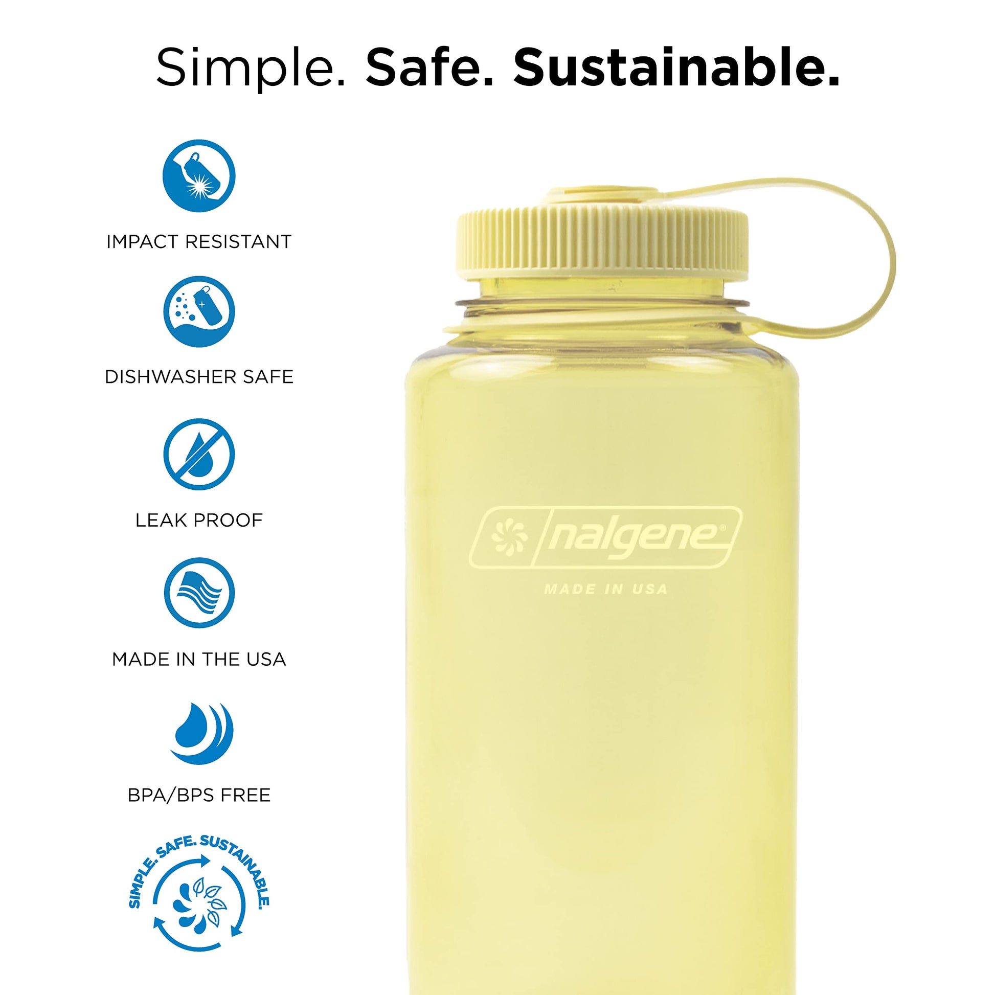 Nalgene Sustain Tritan BPA-Free Water Bottle Made with Material Derived From 50% Plastic Waste (using ISCC certified mass balance), 32 OZ, Wide Mouth - My Store