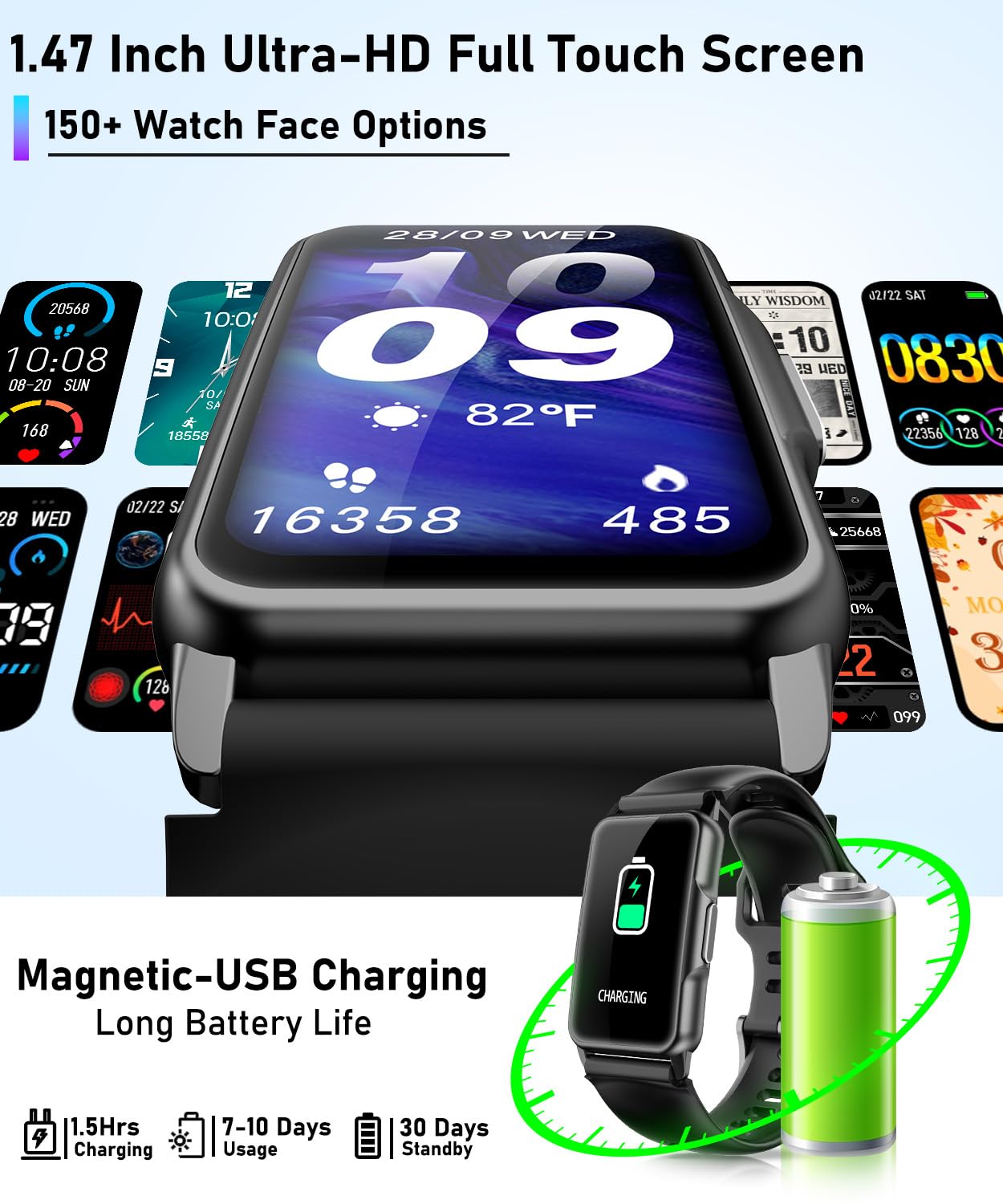 Smart Watch Fitness Tracker with 24/7 Heart Rate, Blood Oxygen Blood Pressure Monitor Sleep Tracker 120 Sports Modes Activity Trackers Step Calorie Counter IP68 Waterproof for Andriod iPhone Women Men - My Store