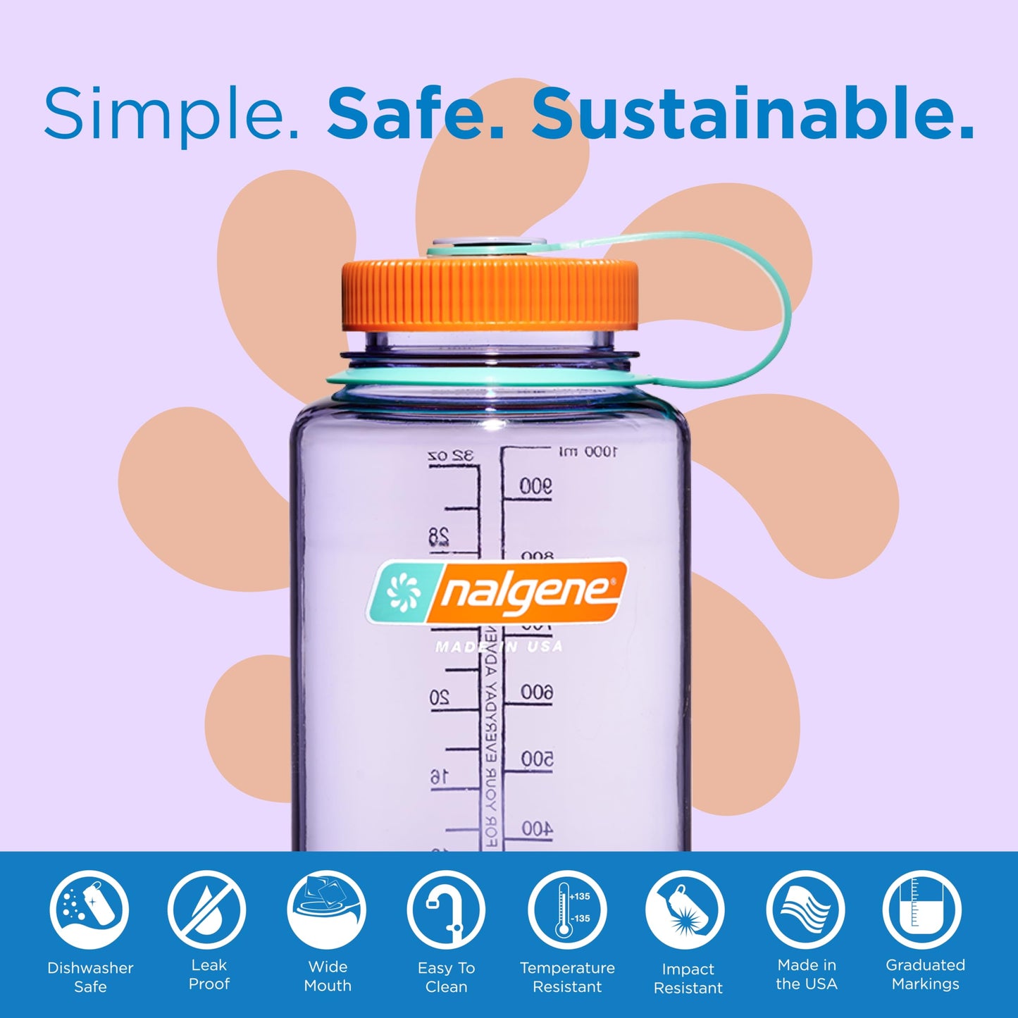 Nalgene Sustain Tritan BPA-Free Water Bottle Made with Material Derived From 50% Plastic Waste (using ISCC certified mass balance), 32 OZ, Wide Mouth - My Store