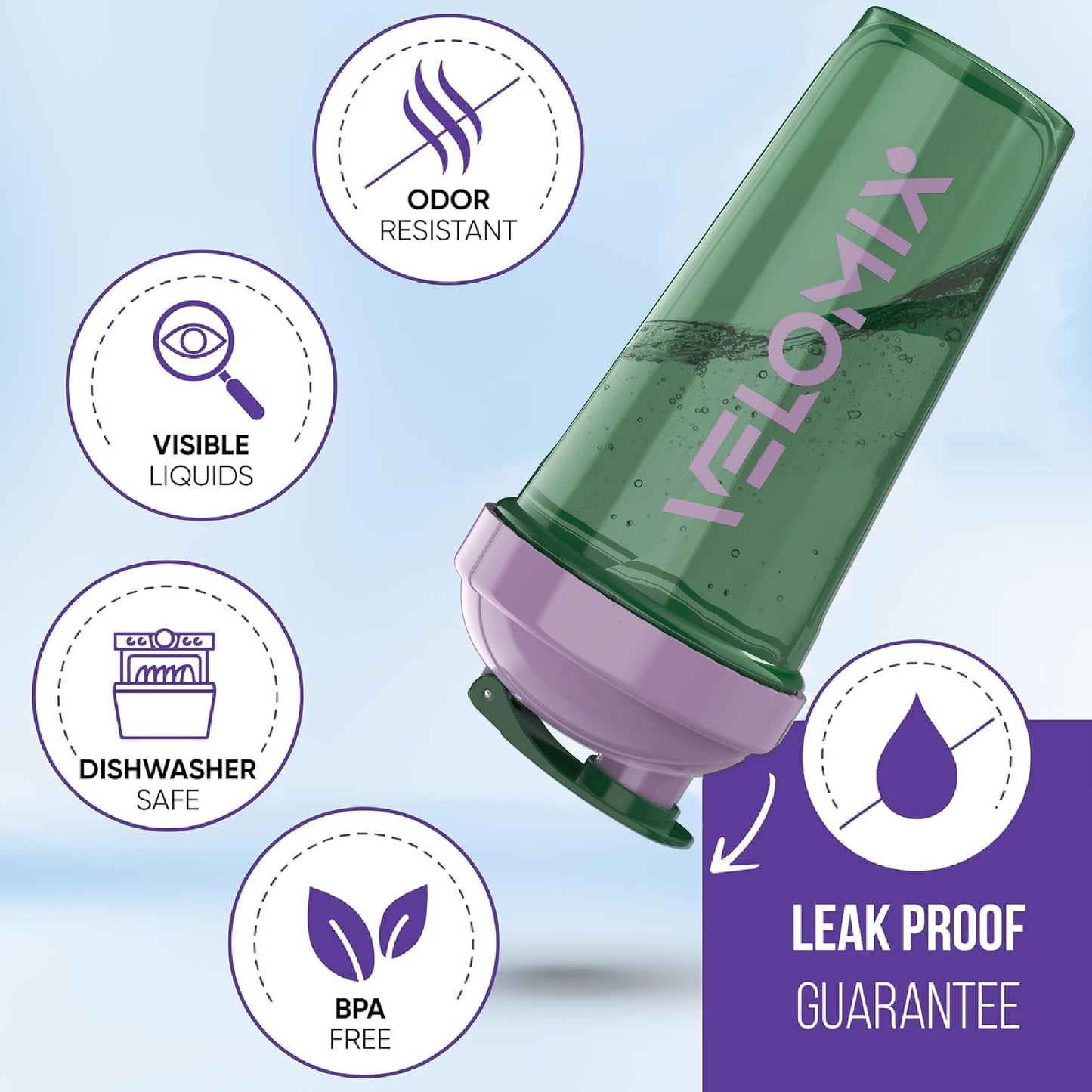 VELOMIX - 2 Pack- 28 oz Protein Shaker Bottles for Protein Mixes - 2x Wire Whisk | Leak Proof Shaker Cups for Protein Shakes | Protein Shaker Bottle Pack (Black/Transparent) - My Store