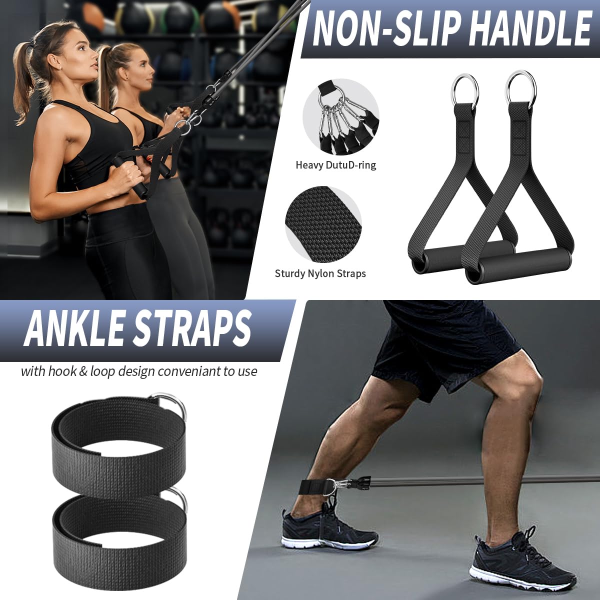 WHATAFIT Resistance Bands, Exercise Bands，Resistance Bands for Working Out, Work Out Bands with Handles for Men and Women Fitness, Strength Training Home Gym Equipment - My Store