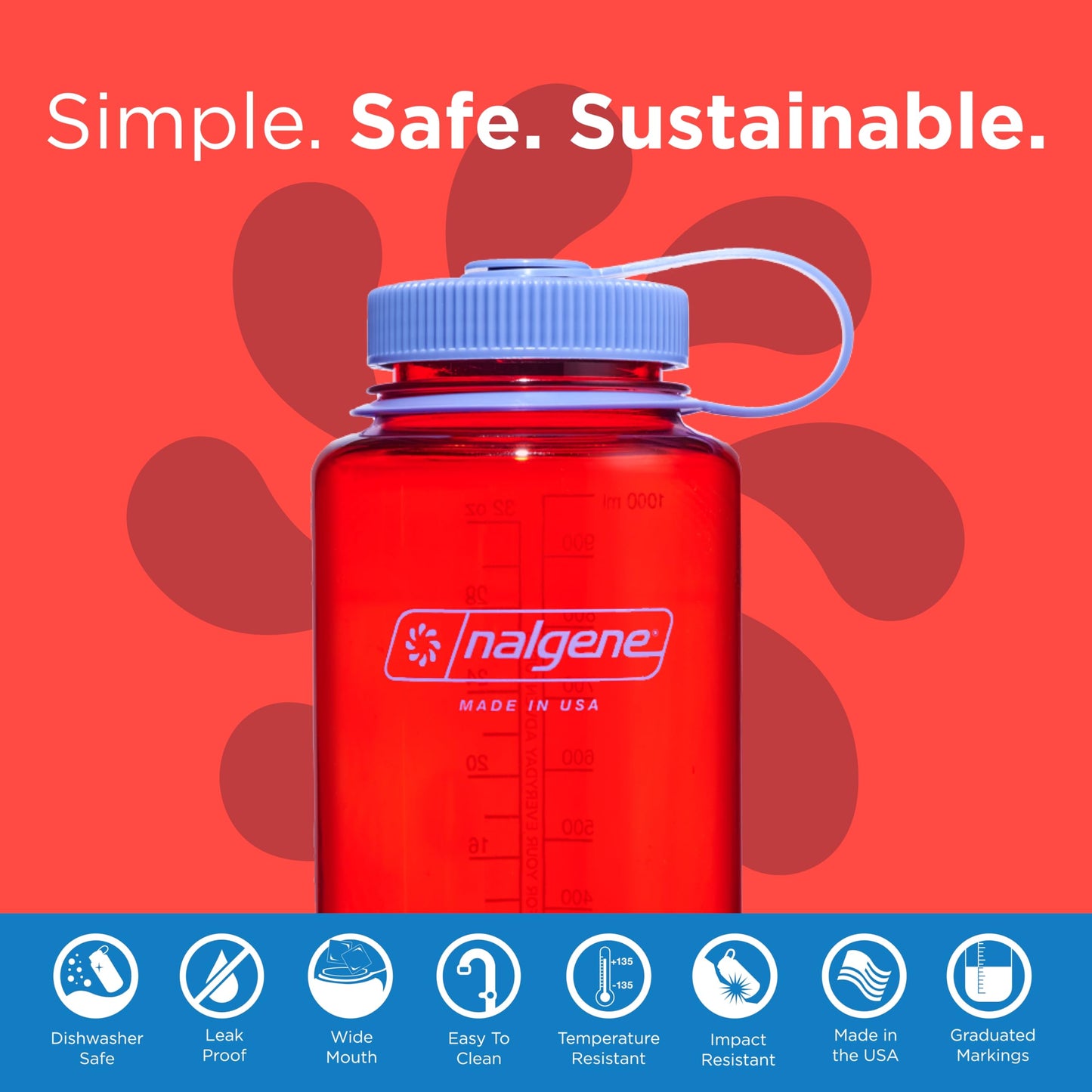 Nalgene Sustain Tritan BPA-Free Water Bottle Made with Material Derived From 50% Plastic Waste (using ISCC certified mass balance), 32 OZ, Wide Mouth - My Store