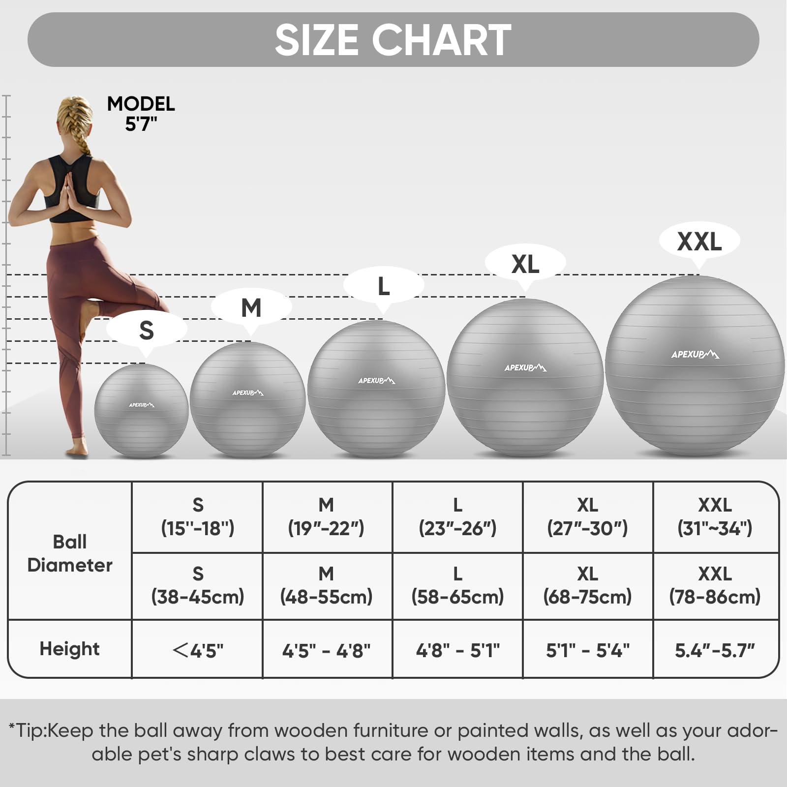 APEXUP Yoga & Pilates Ball - Anti Slip Heavy Duty Gym Ball for Fitness, Balance & Core Workout - My Store