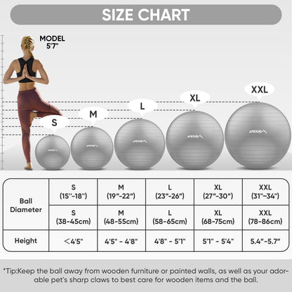APEXUP Yoga & Pilates Ball - Anti Slip Heavy Duty Gym Ball for Fitness, Balance & Core Workout - My Store
