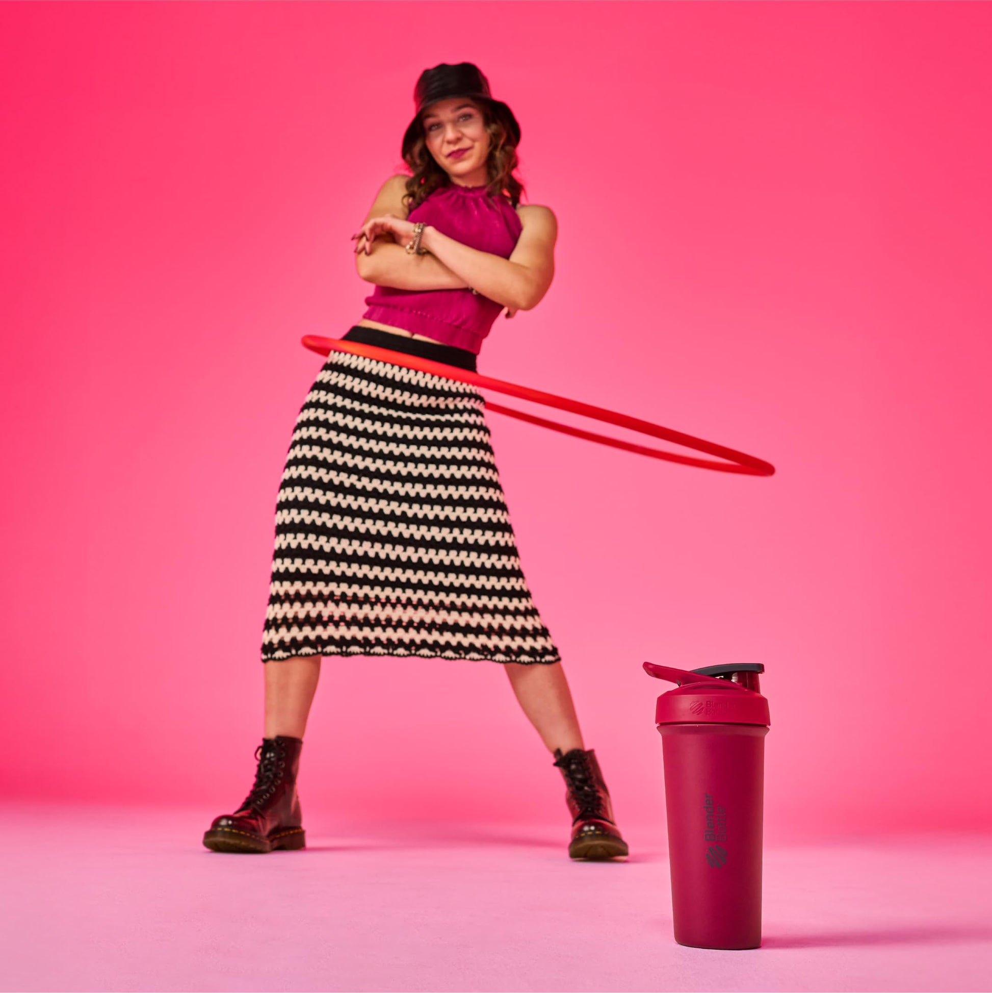 BlenderBottle Strada Shaker Cup Insulated Stainless Steel Water Bottle with Wire Whisk, 24-Ounce, Black - My Store