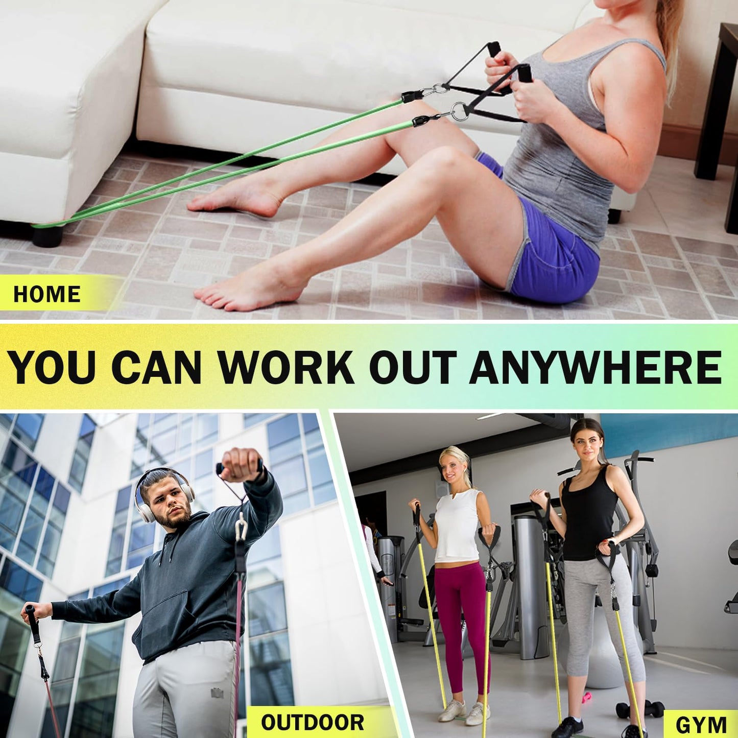 WHATAFIT Resistance Bands, Exercise Bands，Resistance Bands for Working Out, Work Out Bands with Handles for Men and Women Fitness, Strength Training Home Gym Equipment - My Store