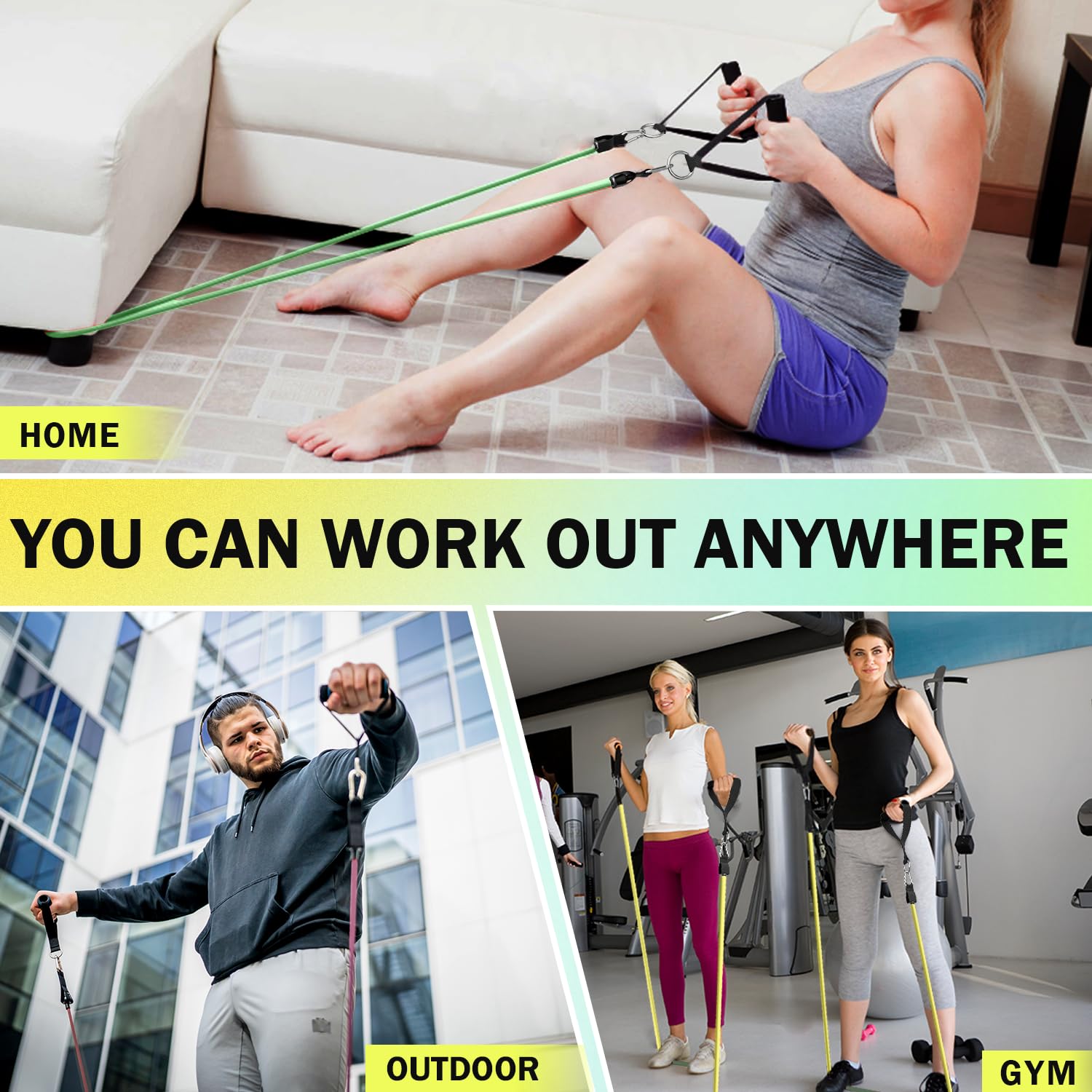 WHATAFIT Resistance Bands, Exercise Bands，Resistance Bands for Working Out, Work Out Bands with Handles for Men and Women Fitness, Strength Training Home Gym Equipment - My Store