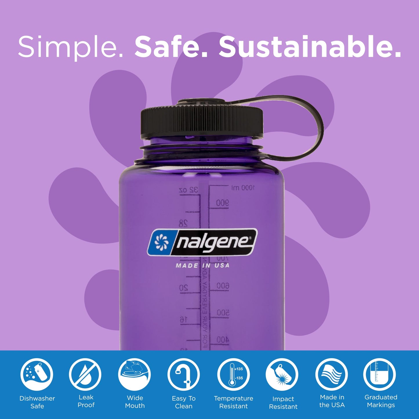 Nalgene Sustain Tritan BPA-Free Water Bottle Made with Material Derived From 50% Plastic Waste (using ISCC certified mass balance), 32 OZ, Wide Mouth - My Store