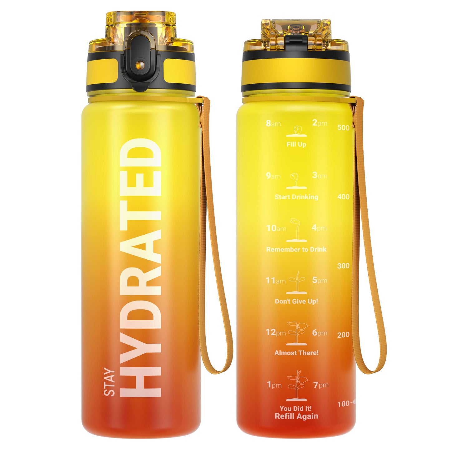 Sahara Sailor Water Bottle, 32/25/17oz Durable and Leakproof Water Bottles Motivational with Time Marker, Tritan, BPA Free, Wide Mouth with Easy Clean Brush for Gym, Travel, School, Office (1 Bottle) - My Store