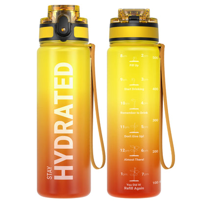 Sahara Sailor Water Bottle, 32/25/17oz Durable and Leakproof Water Bottles Motivational with Time Marker, Tritan, BPA Free, Wide Mouth with Easy Clean Brush for Gym, Travel, School, Office (1 Bottle) - My Store