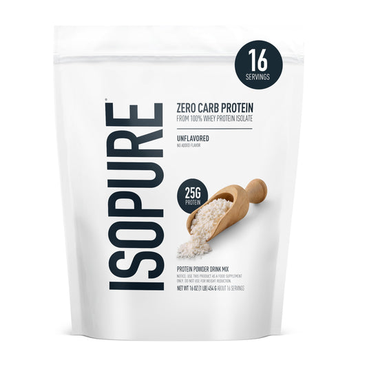 Isopure Zero Carb 100% Pure Whey Isolate Protein Powder, Lactose Free, Gluten Free, With Vitamins, Unflavored, 25g Protein Per Serving, 1 Lb, 16 Servings (Packaging May Vary) - My Store