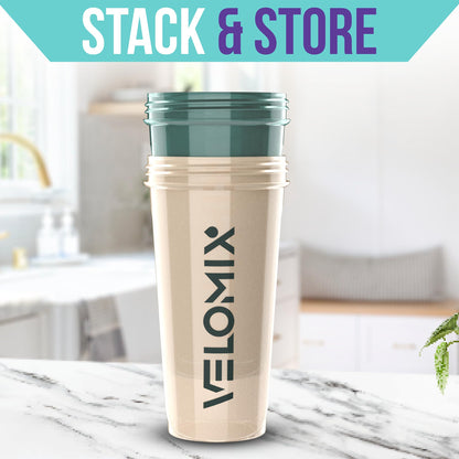 VELOMIX - 2 Pack- 28 oz Protein Shaker Bottles for Protein Mixes - 2x Wire Whisk | Leak Proof Shaker Cups for Protein Shakes | Protein Shaker Bottle Pack (Black/Transparent) - My Store