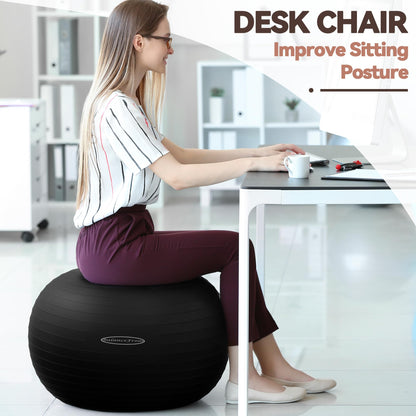 Anti-Burst and Slip Resistant Exercise Yoga Fitness Birthing Ball with Quick Pump, 2,000-Pound Capacity, Multiple Colors and Sizes - My Store