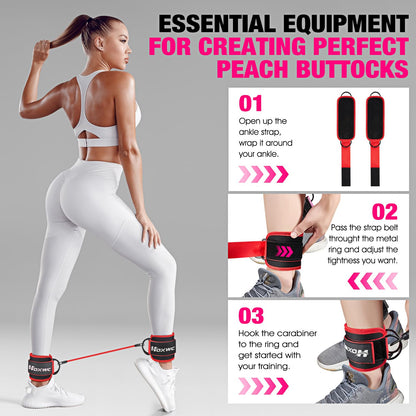 Ankle Resistance Bands with Cuffs, Ankle Bands for Working Out, Ankle Resistance Band for Leg, Booty Workout Equipment for Kickbacks Hip Fitness Training, Exercise Bands for Butt Lift Women - My Store