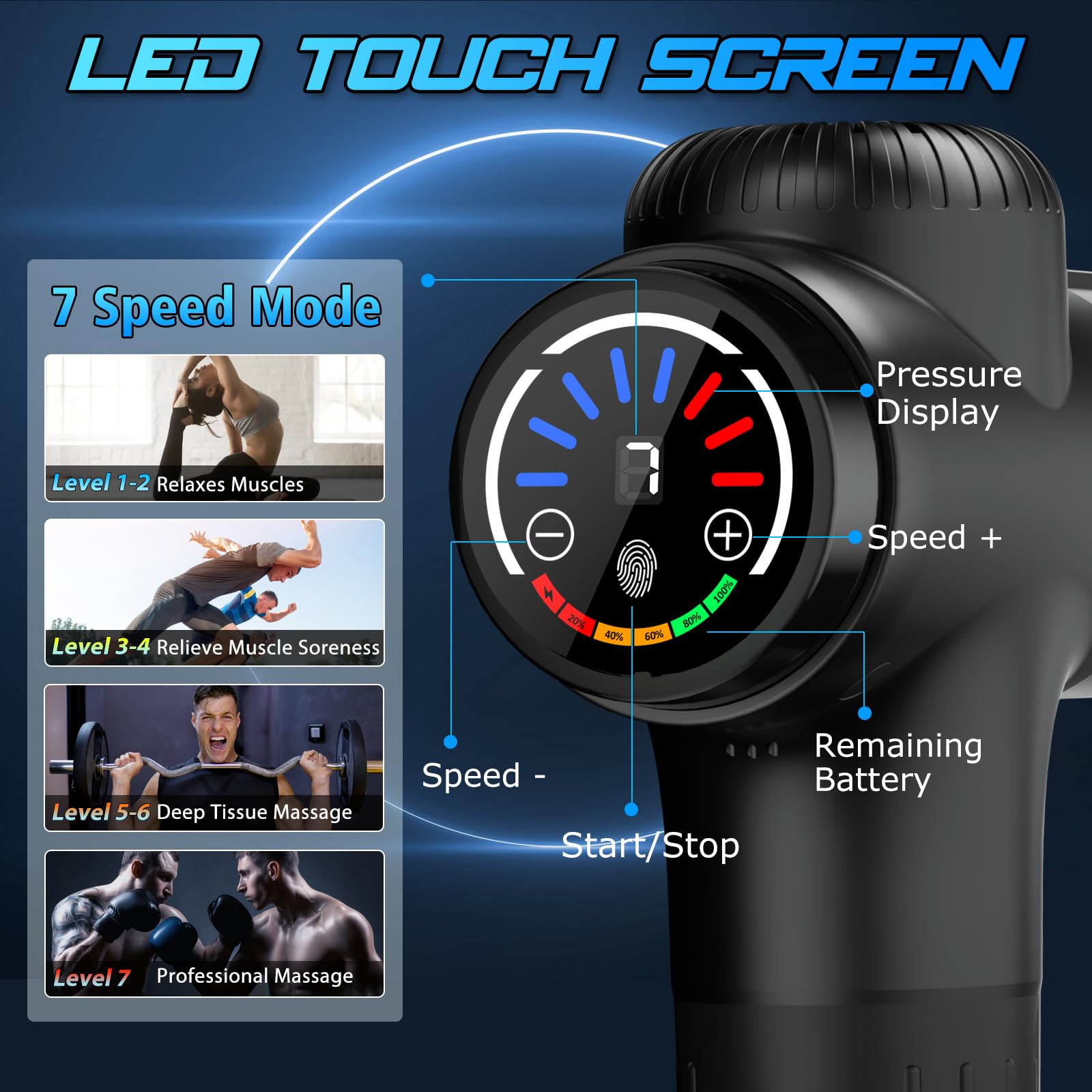 TOLOCO Massage Gun Deep Tissue, Percussion Massage Gun with 10 Replacement Heads, Super Quiet Portable Electric Massager for Athletes, Relax, Black - My Store